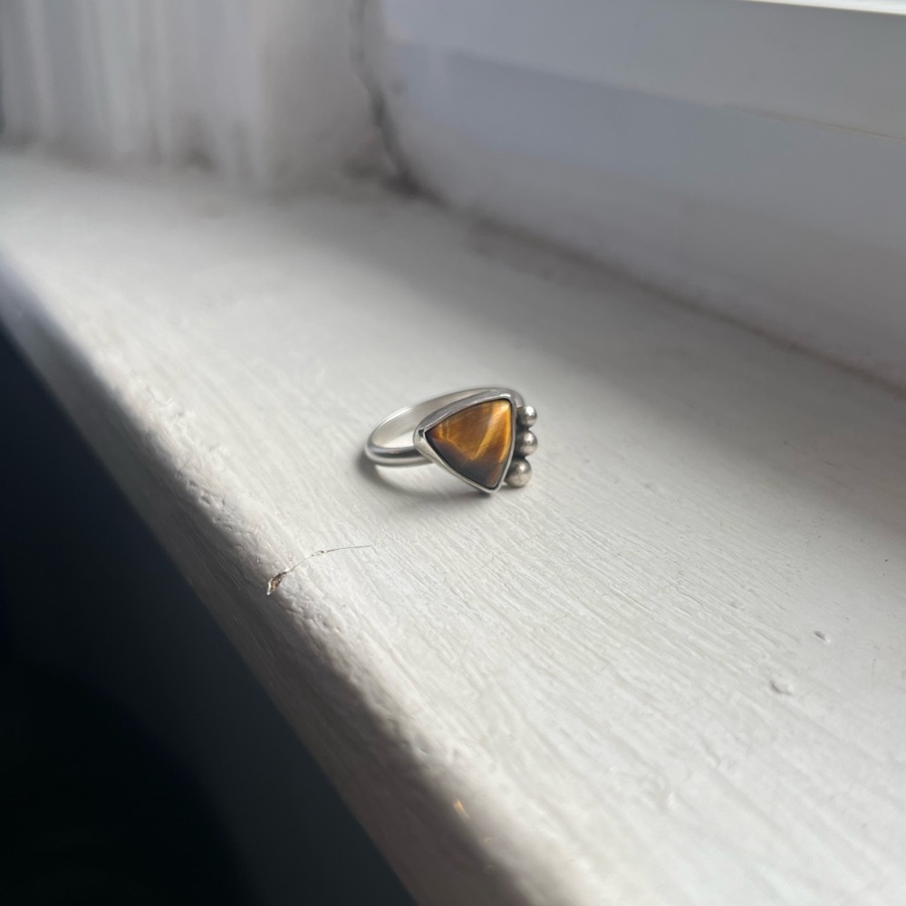 Handmade .925 Sterling Silver Ring Tigers Eye Size 7